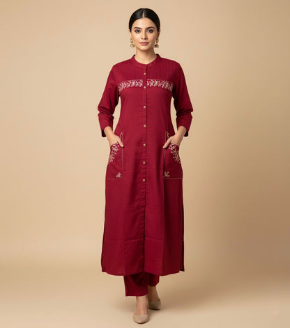 Amayra Cotton Flex Red kurta Set