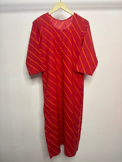 Gulzar Leheriya cotton kurti red
