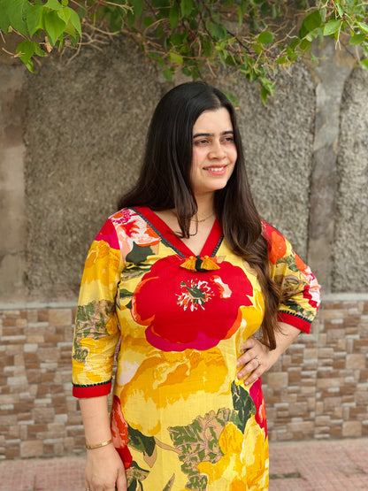 Breathable & Stylish Floral cotton kurti