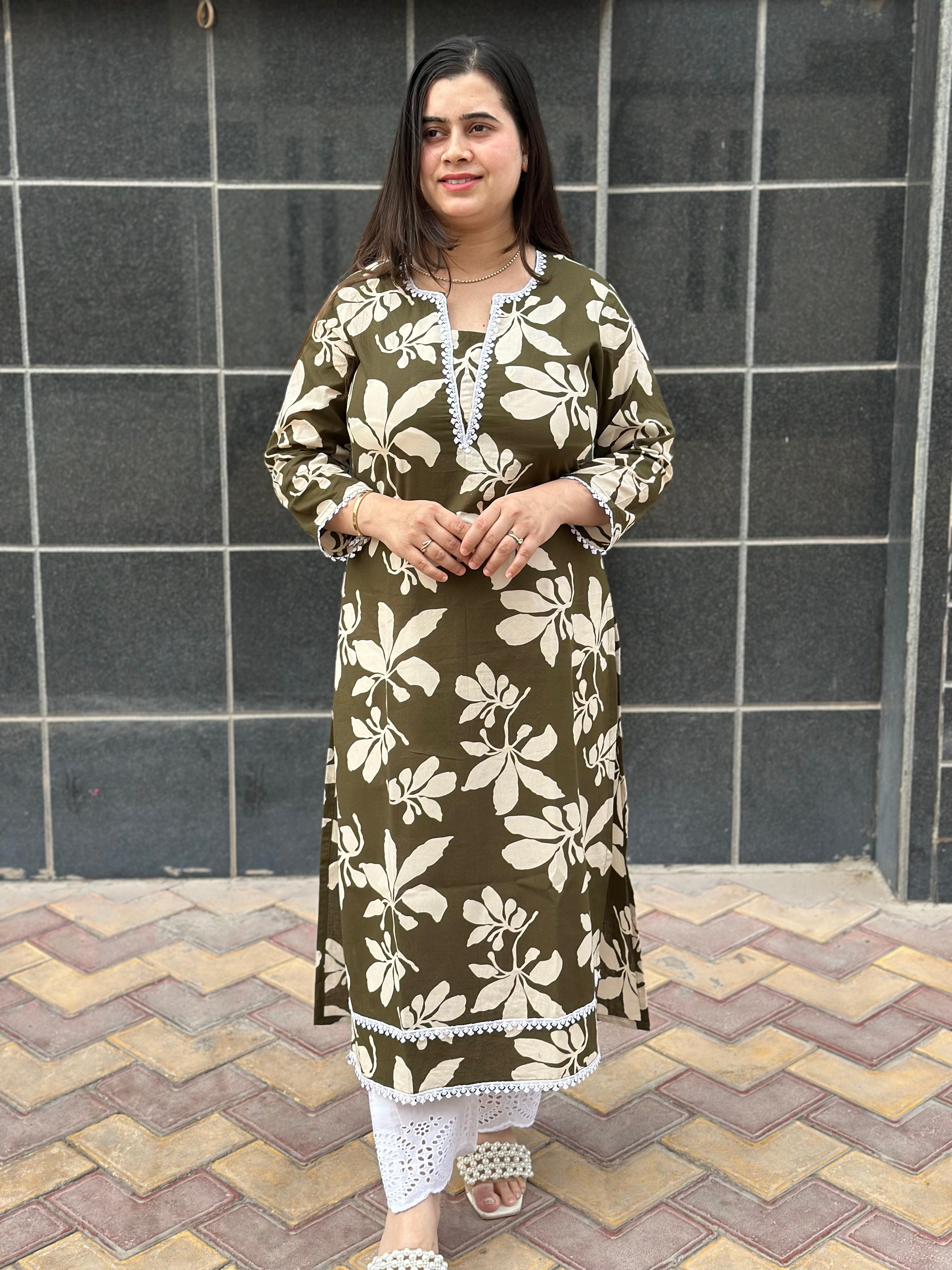 Airy Cotton Long Kurti floral