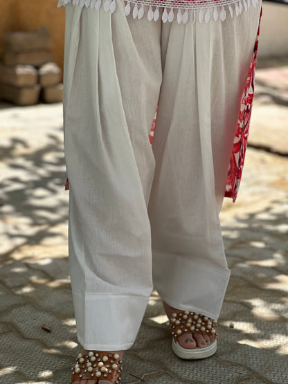 COTTON FARSHI SALWAR WHITE