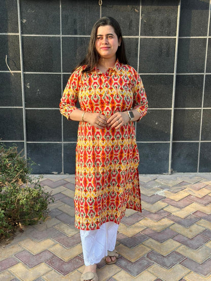 Airy Cotton Ikkat kurti for women