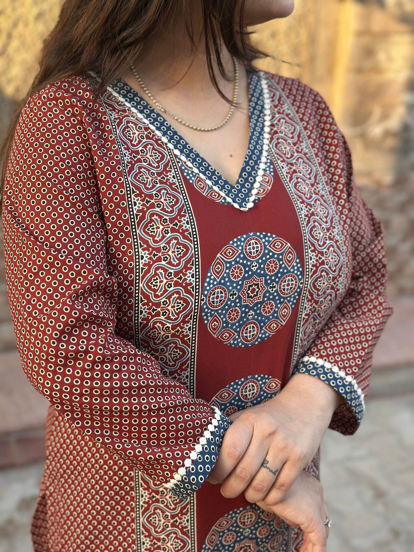 Airy Cotton Kurti for women ajrakh - Vijay Laxmi