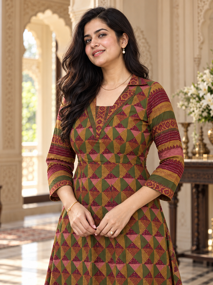 Sunehri pure cotton kurti for women copper