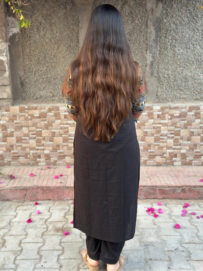 Airy Cotton Kurti for women black - Vijay Laxmi