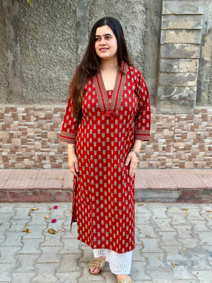 Airy Cotton Kurti Bagru - Vijay Laxmi