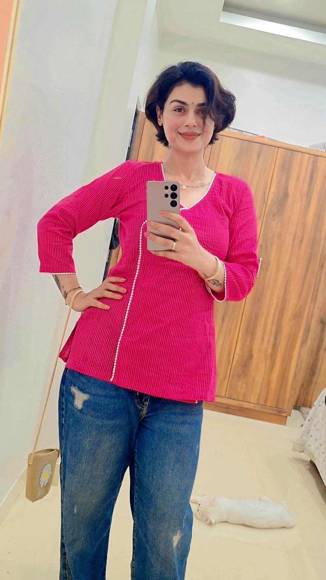 Short Kantha Cotton tunic for women - Vijay Laxmi