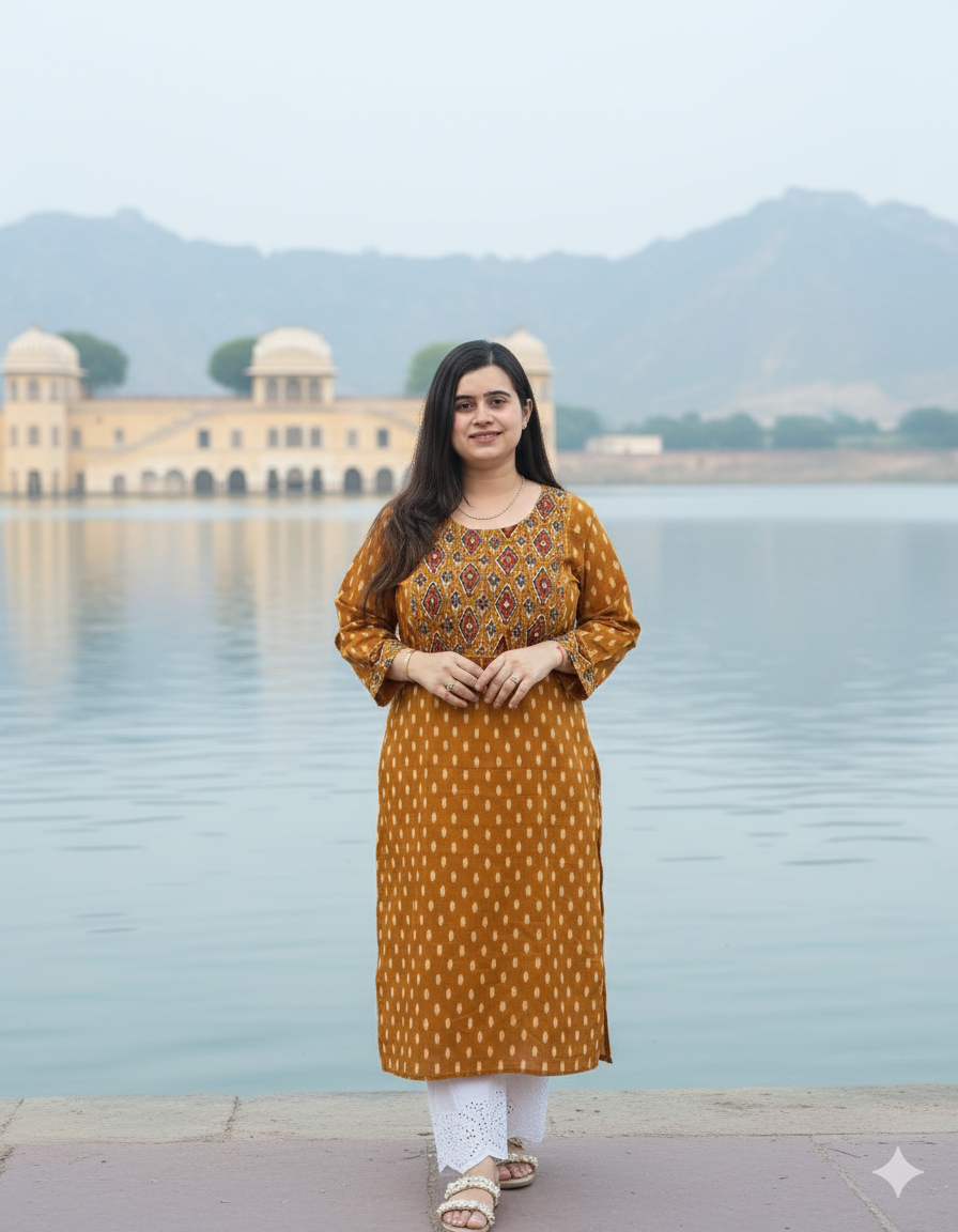 Breathable & Stylish Ikkat Cotton Kurti