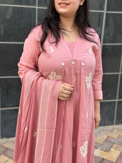 Gulmohar Mulmul Cotton kurta Set with dupatta