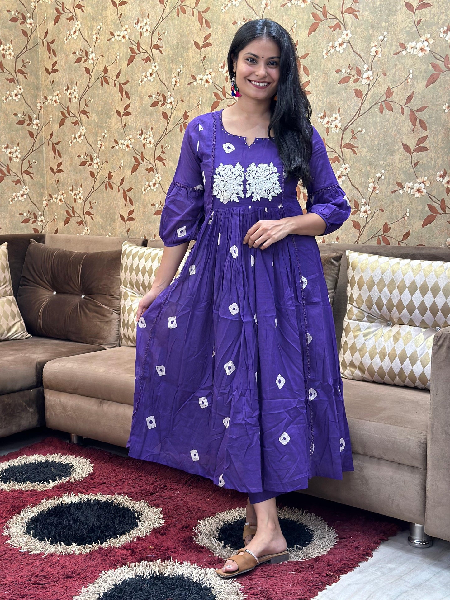 Premium Mul Cotton Kurta Set For Women Deep Purple