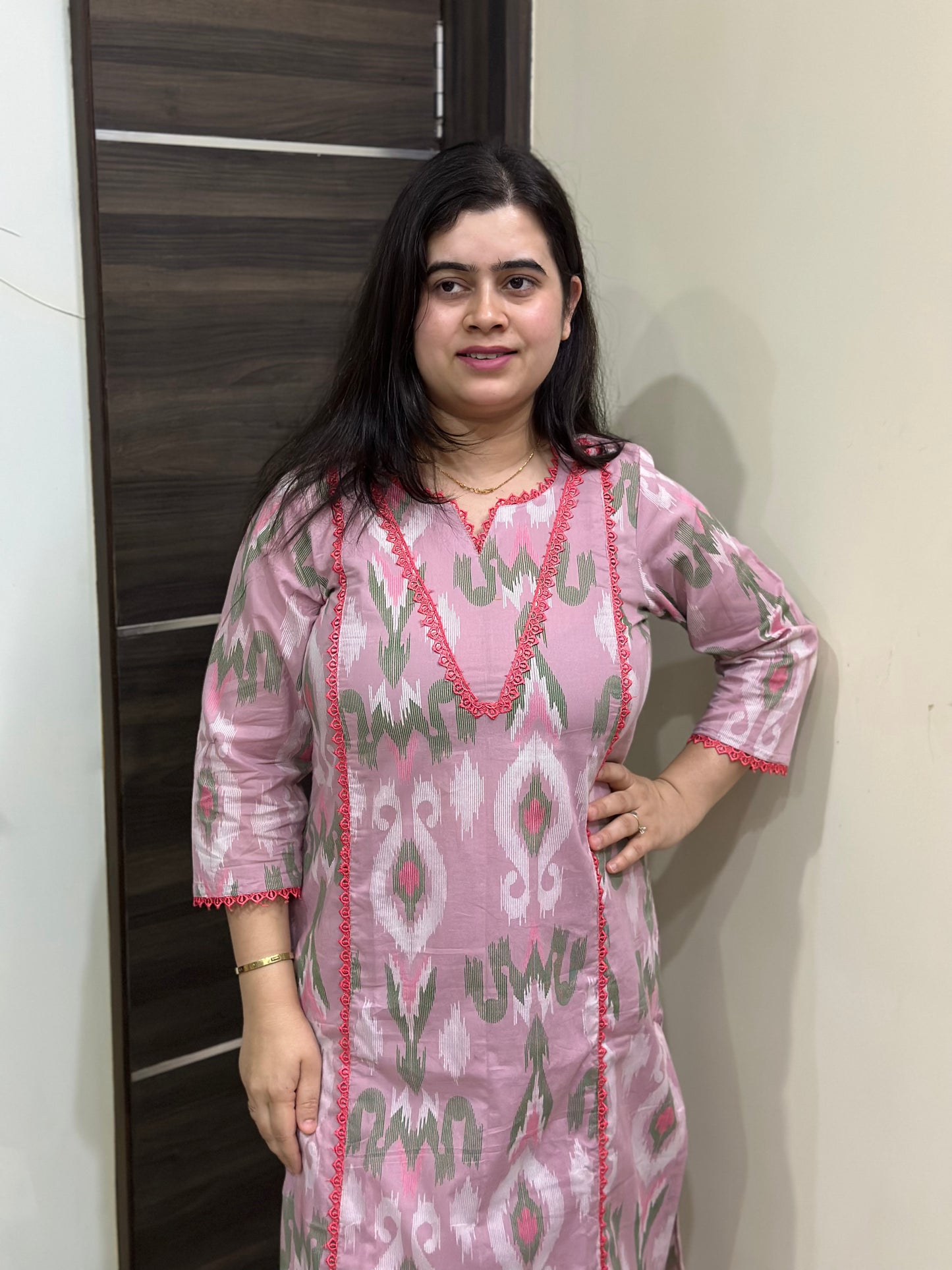 Mehar premium cotton Kurta & Pant Ikkat Pink