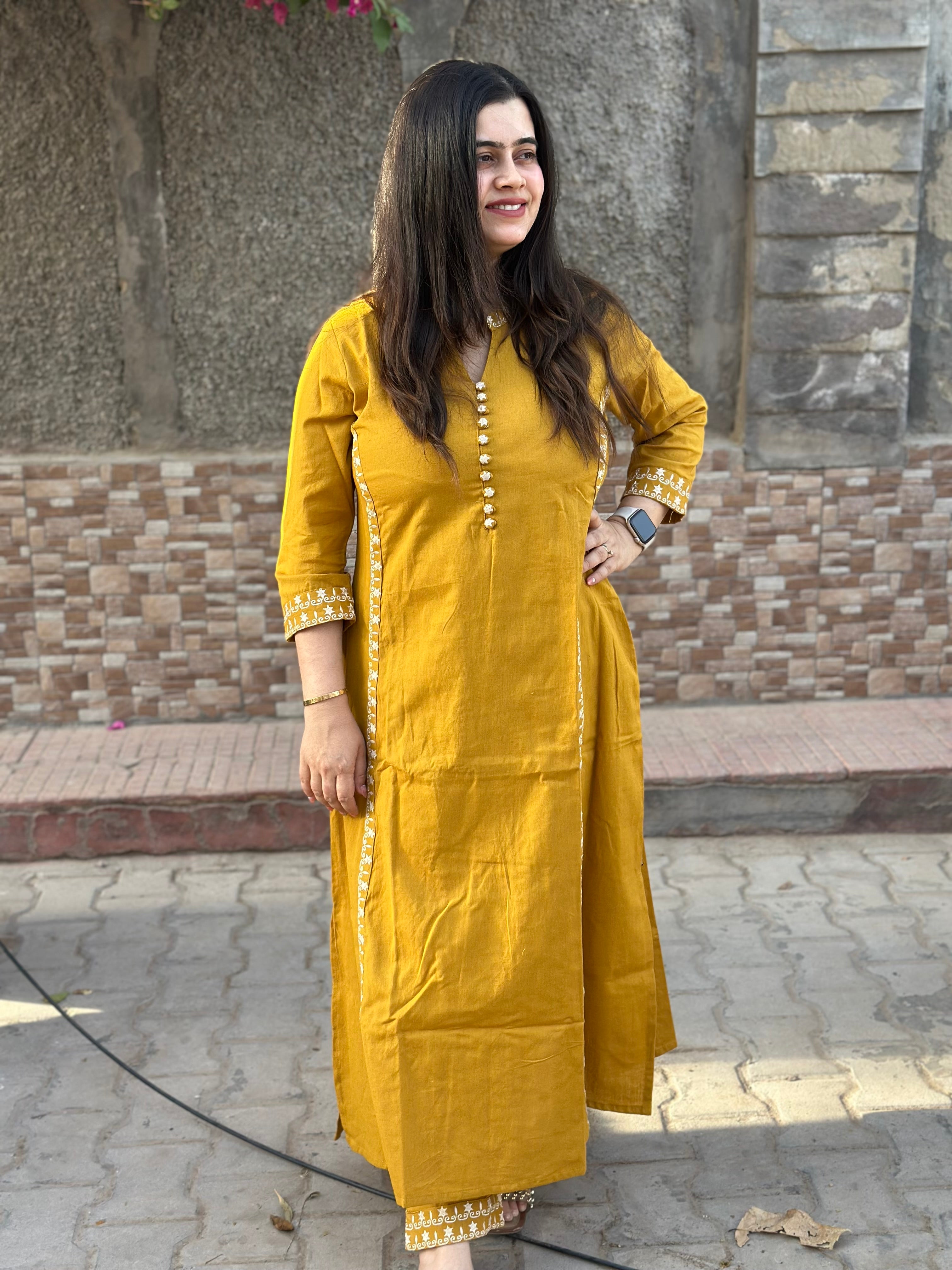 Cotton kurta set with pants