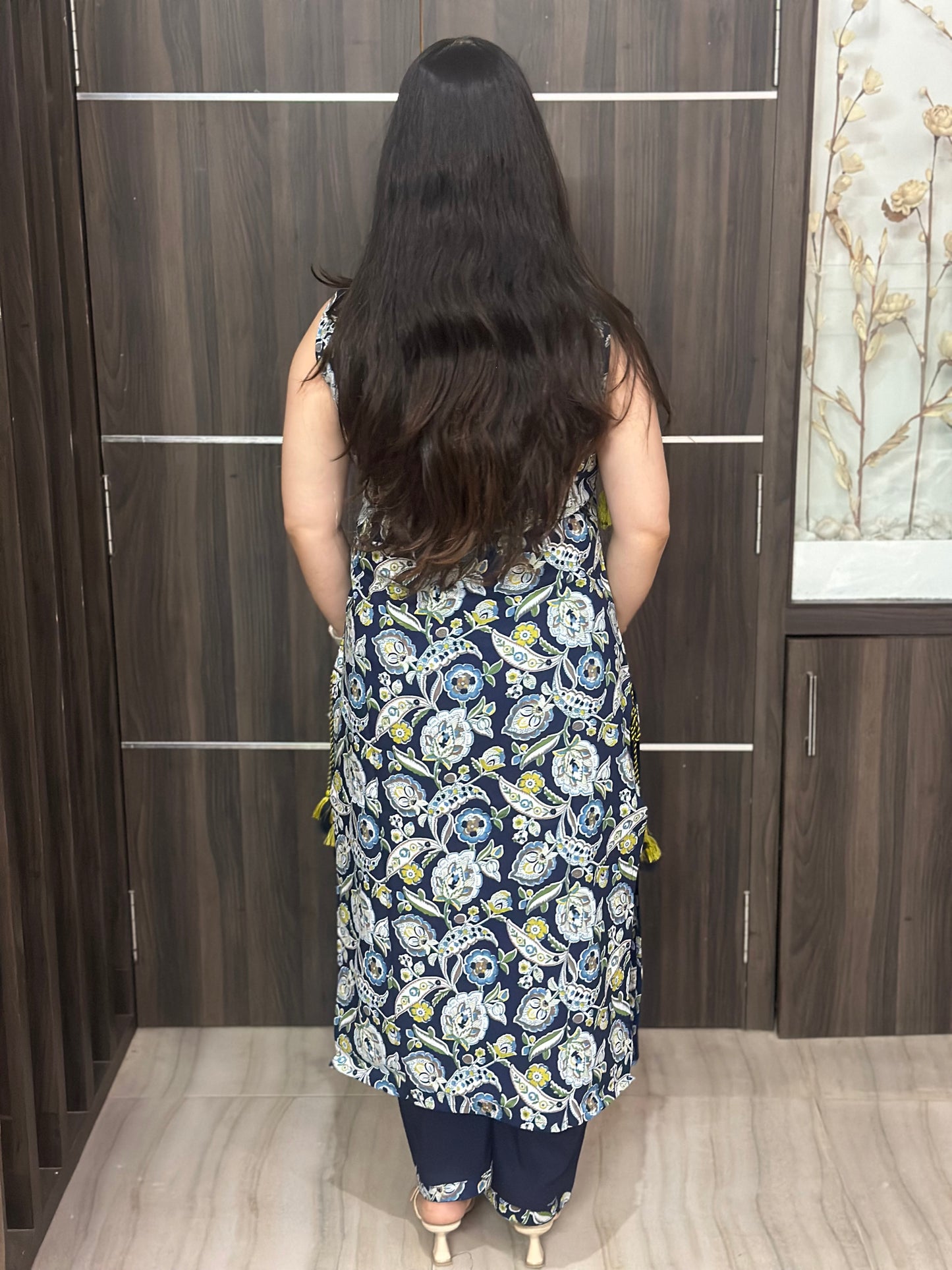 Bani Sleeveless Cotton Kurta set Blue