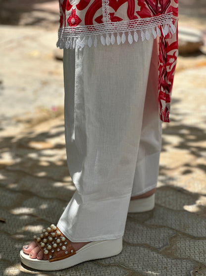 COTTON FARSHI SALWAR WHITE