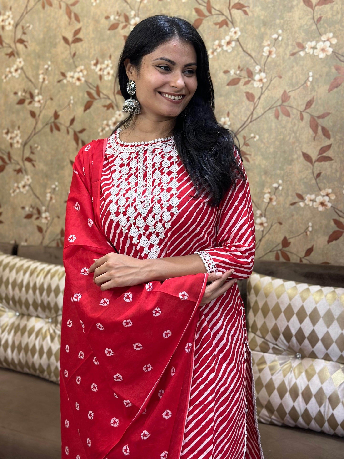 Premium Cotton Suit For Women RED - Vijay Laxmi