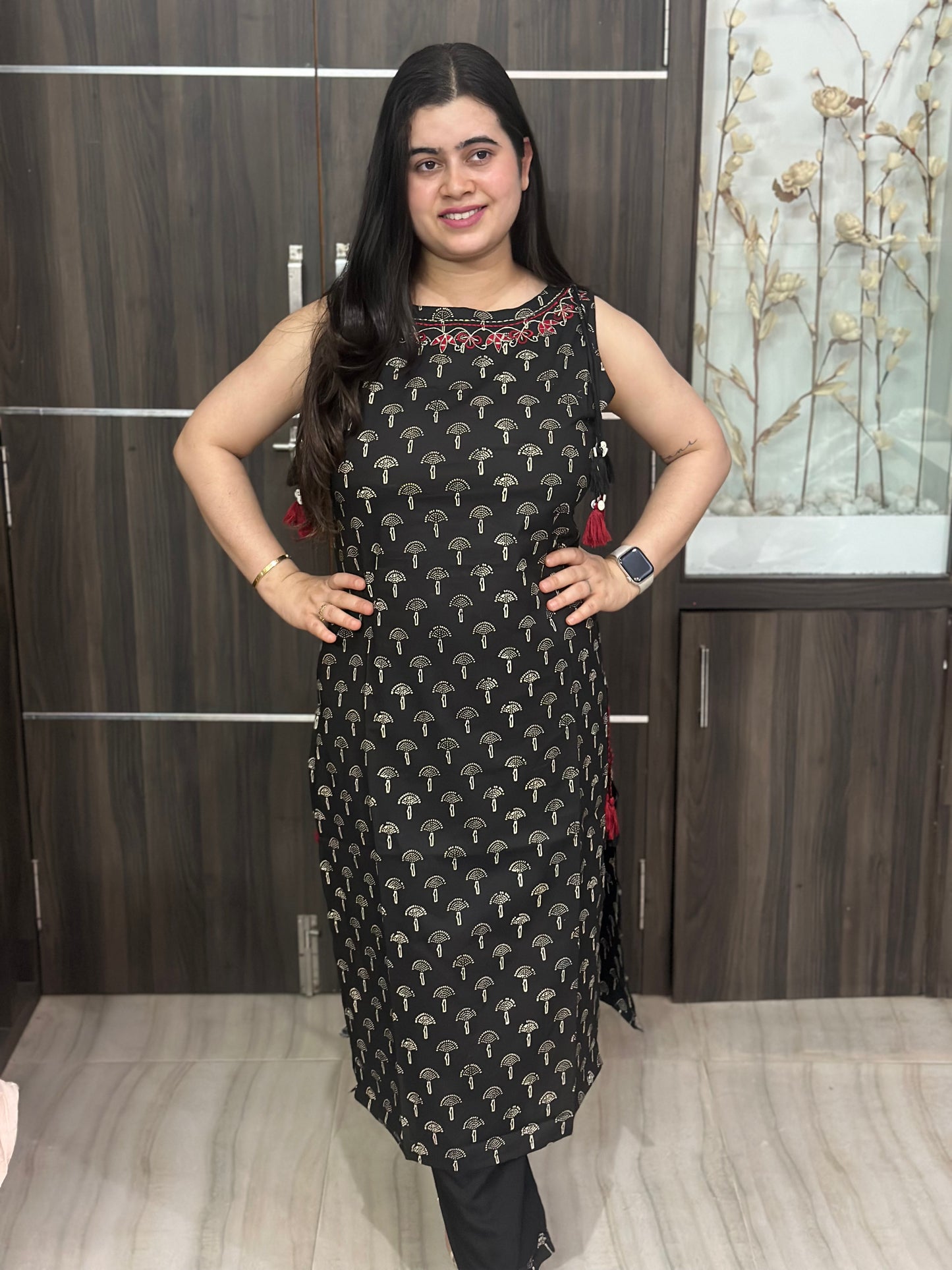 Bani Sleeveless Cotton Kurta set Black