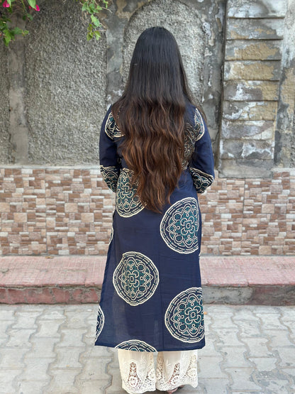 Bold In Blue- Cotton Kurti For Women