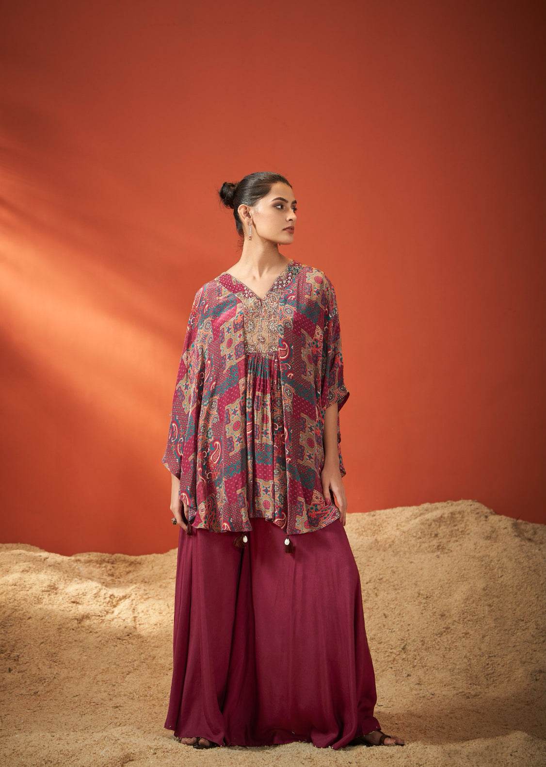 Pure crepe kaftan dress for Women - Vijay Laxmi