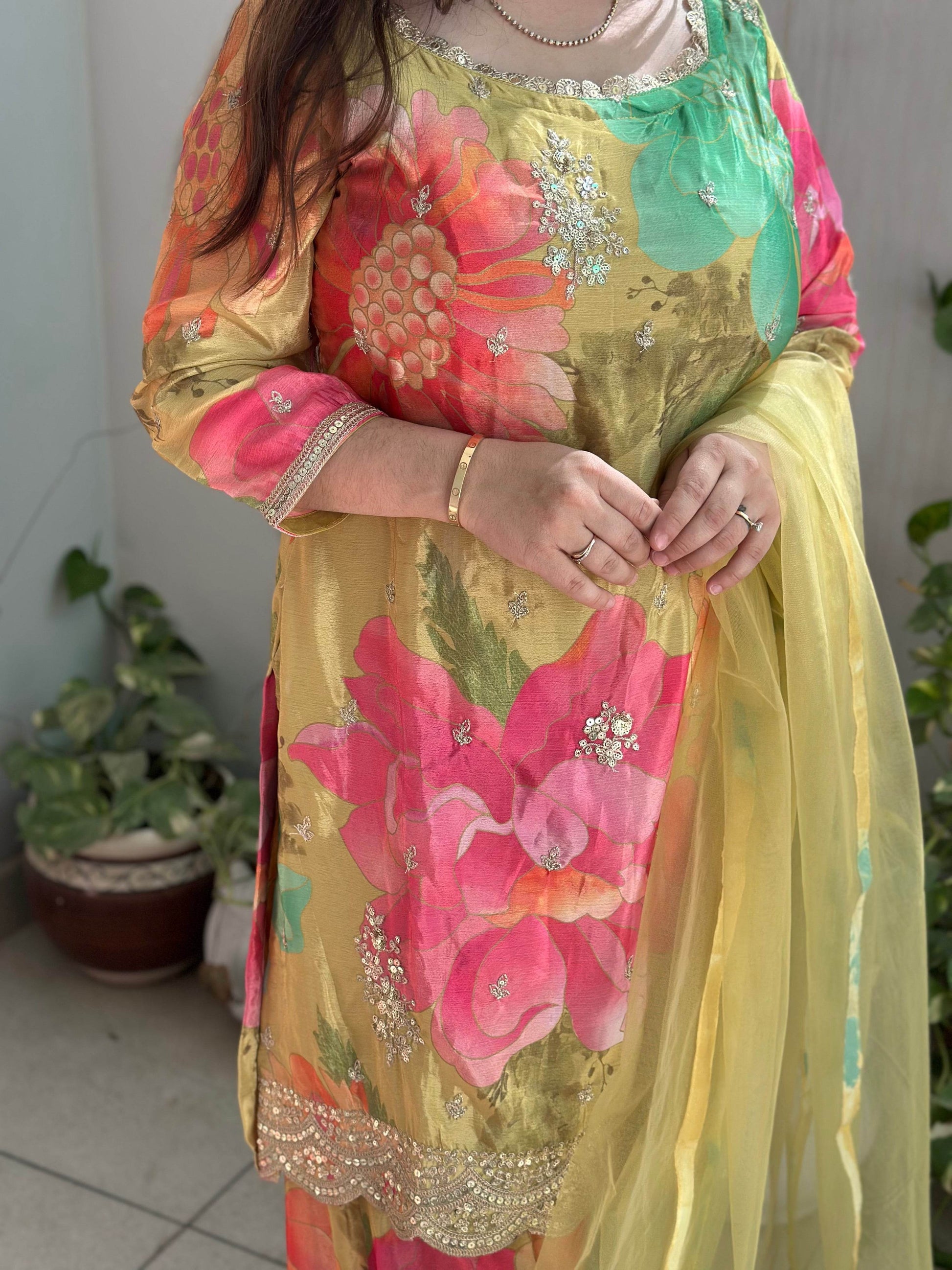 Chinon silk sharara suit - Vijay Laxmi