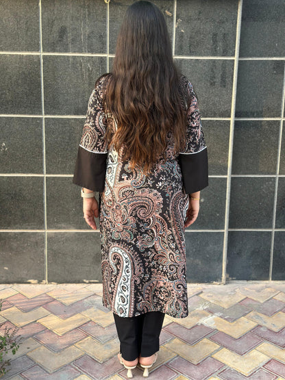 Airy Cotton Kalamkari kurti for women- Black Pakistani pattern