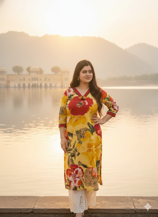 Breathable & Stylish Floral cotton kurti