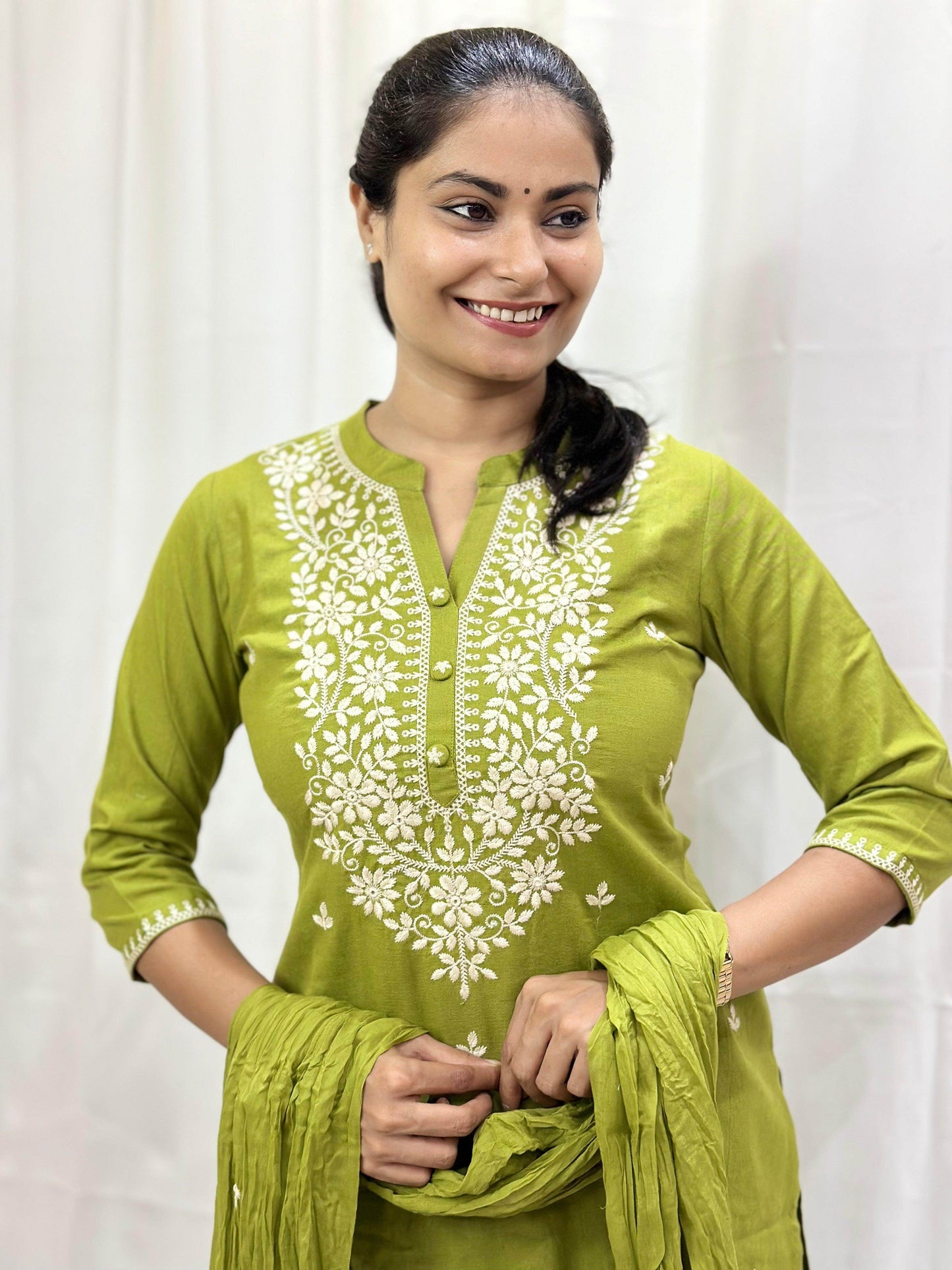Premium Cotton Suit For Women GRN - Vijay Laxmi
