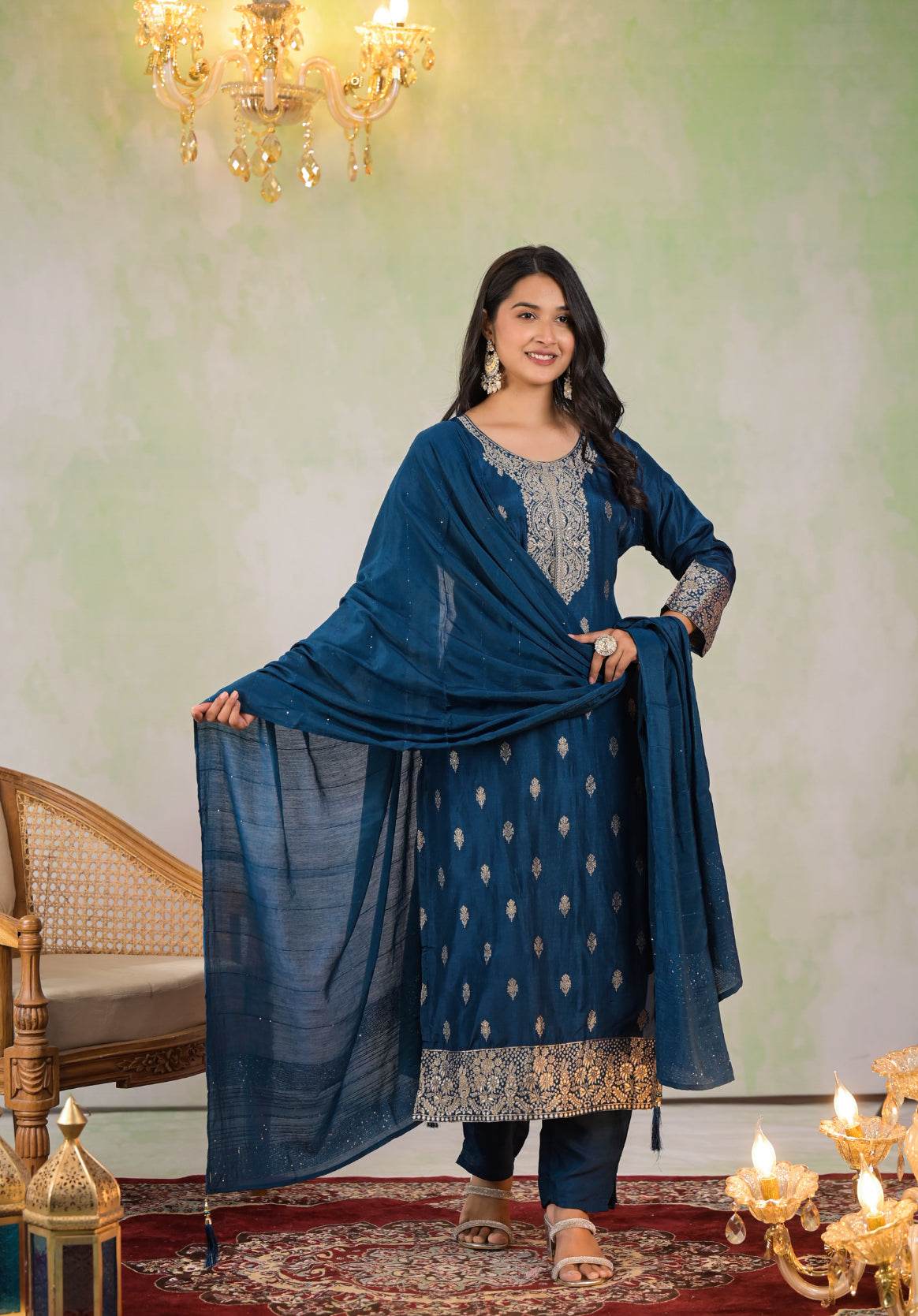 Banarasi Silk Suit Set for Women - Vijay Laxmi