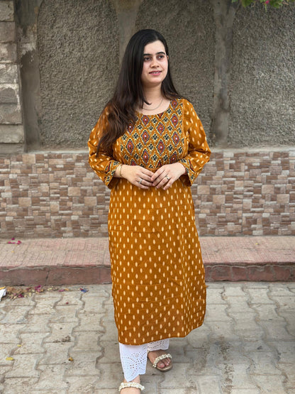 Breathable & Stylish Ikkat Cotton Kurti
