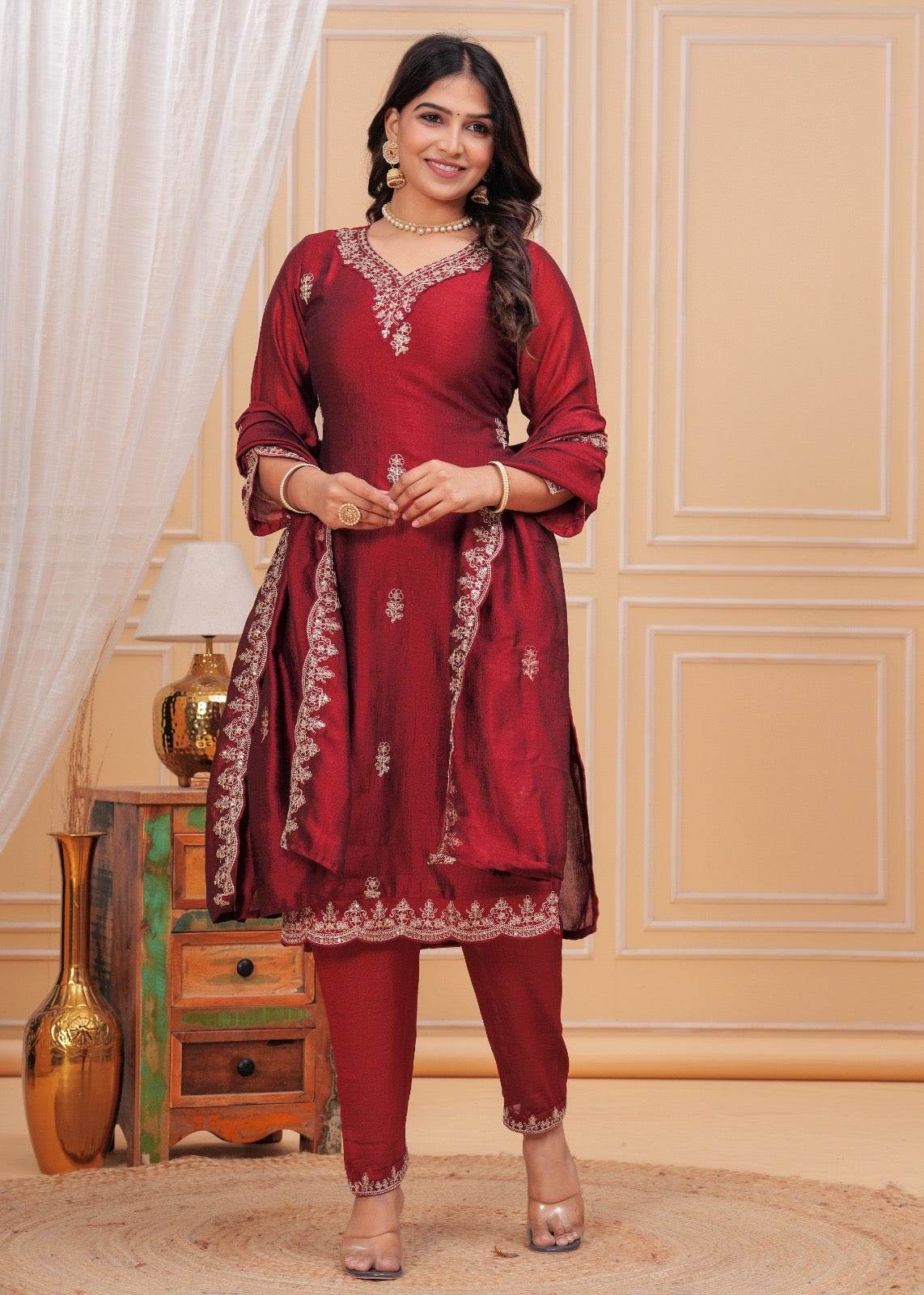 Maharani Dola Silk Suit - Vijay Laxmi