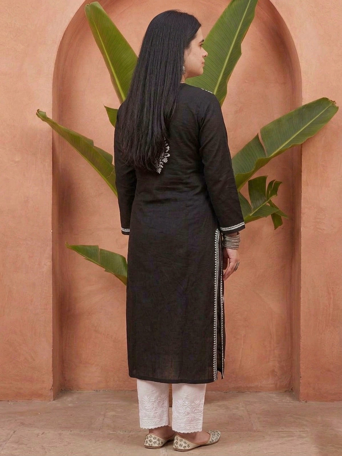 Chikankari Modal Kurti Black