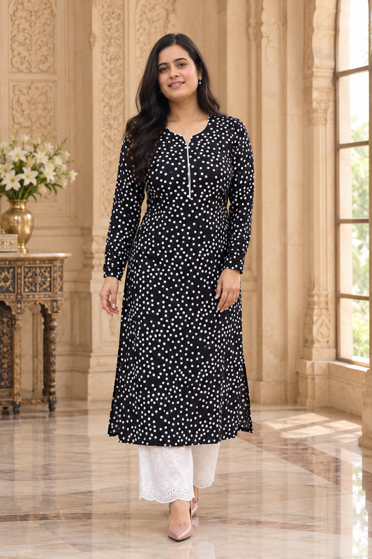 Sunehri pure cotton kurti for women polka dot