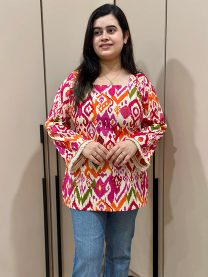 Jasmine short kurti ikkat