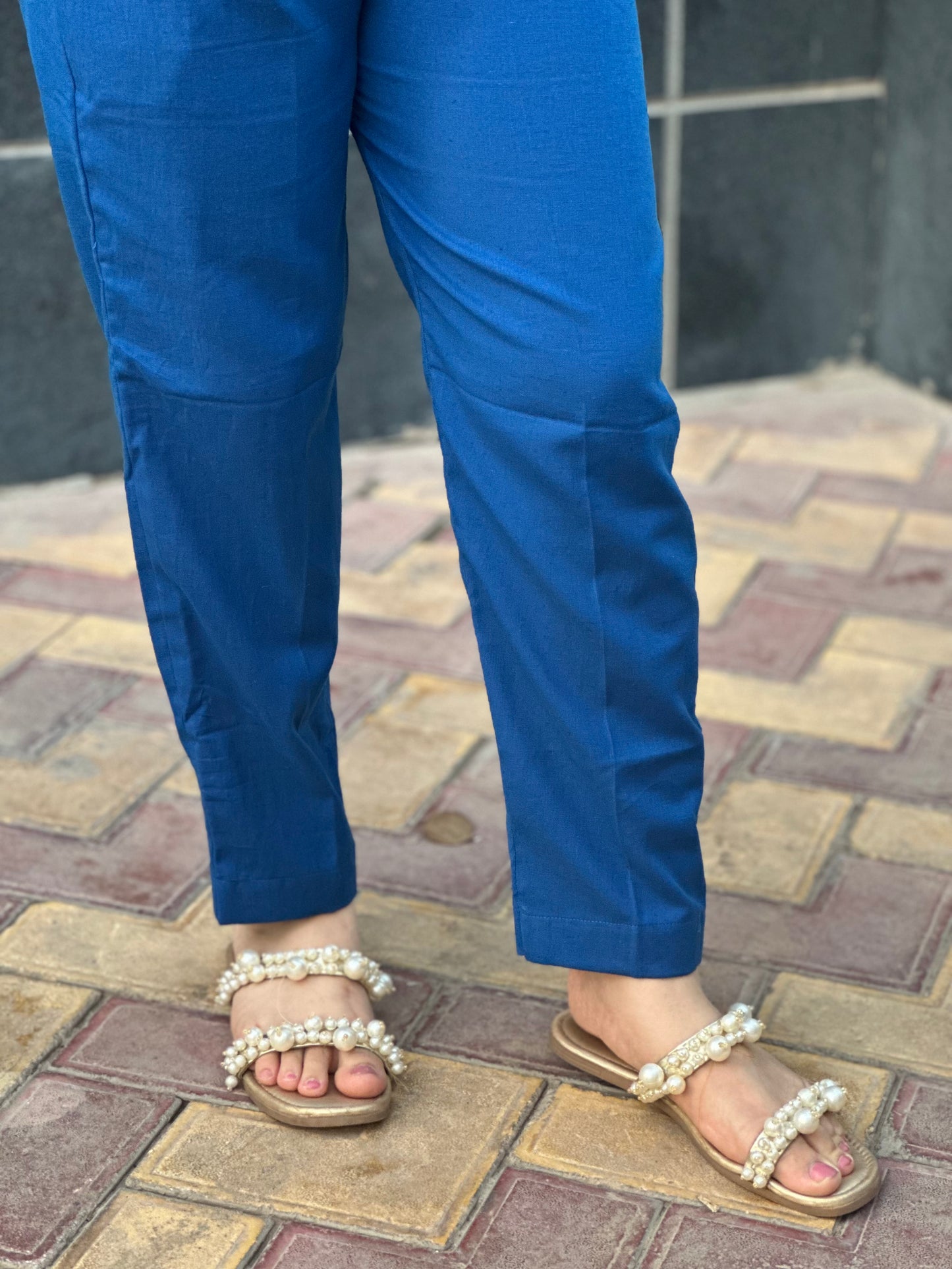 Breathable Royal Blue Cotton Pants