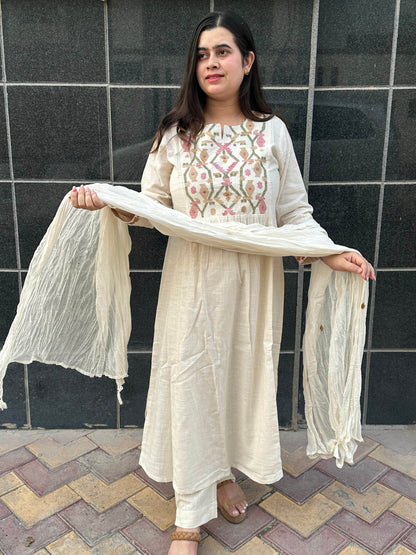 Thread Work Cotton Suit For Women - Vijay Laxmi