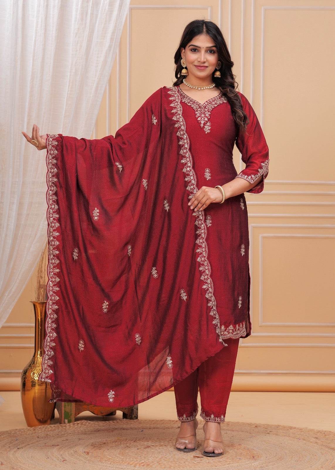 Maharani Dola Silk Suit - Vijay Laxmi