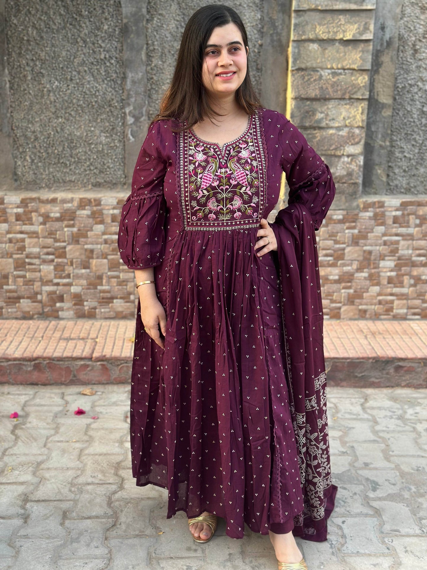 Mul Cotton kurta set for women with dupatta - Vijay Laxmi