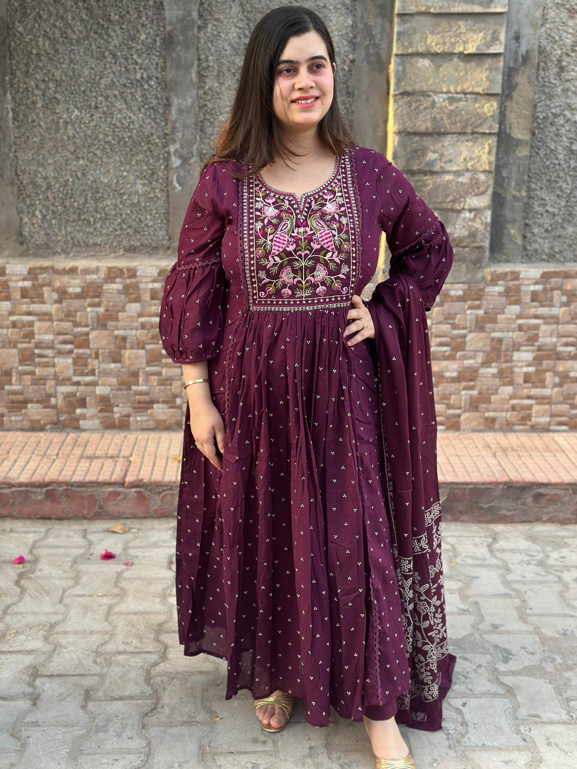 Mul Cotton kurta set for women with dupatta - Vijay Laxmi