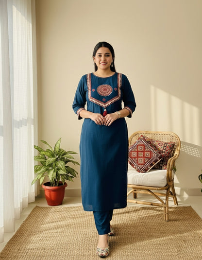 Amayra Arjakh Cotton Kurti Pant Dupatta Set – Thread & Lace