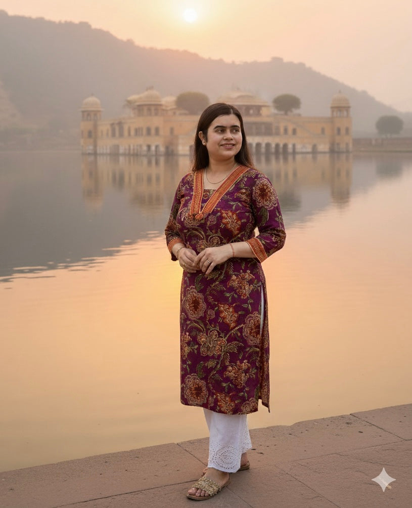 Breathable & Stylish Floral Cotton Kurti