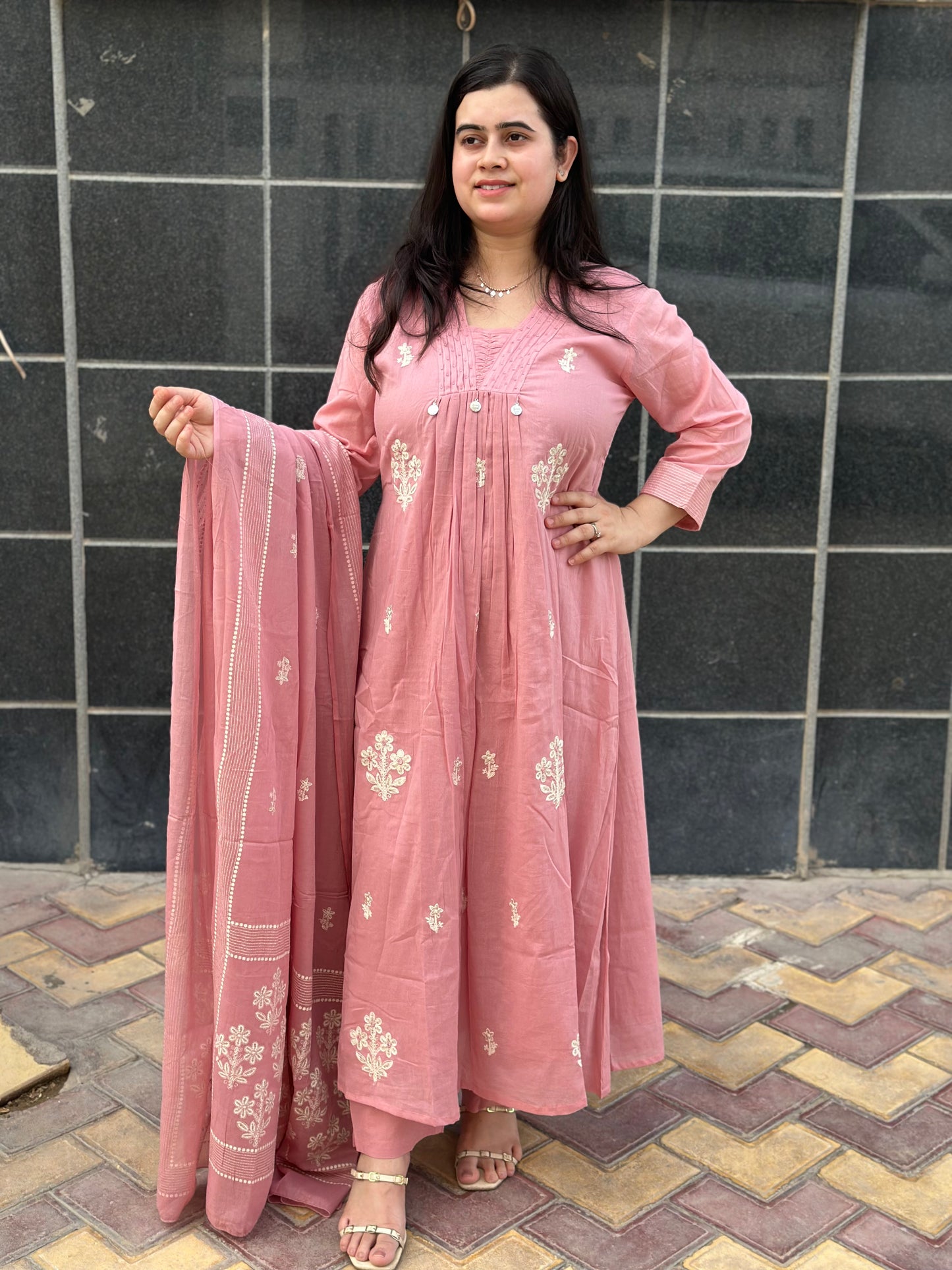 Gulmohar Mulmul Cotton kurta Set with dupatta