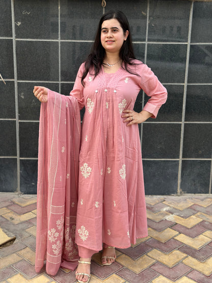 Gulmohar Mulmul Cotton kurta Set with dupatta