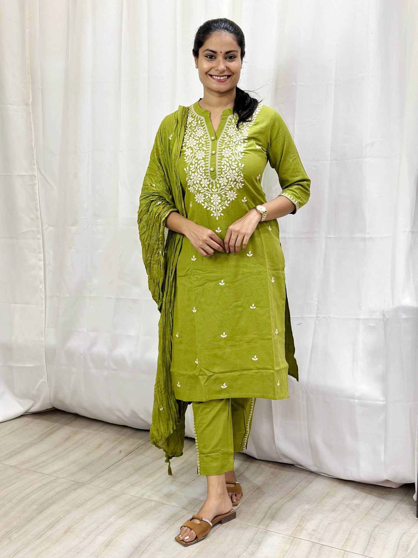 Premium Cotton Suit For Women GRN - Vijay Laxmi