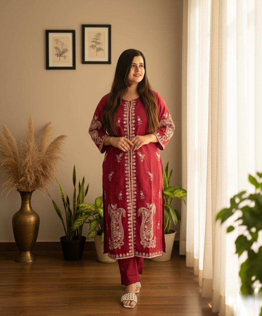 Cotton Chikankari kurta Set