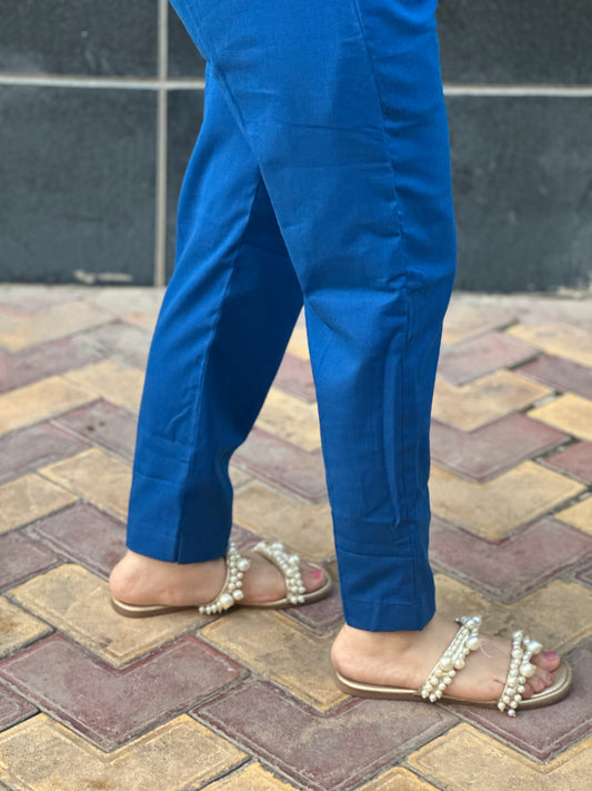 Breathable Royal Blue Cotton Pants