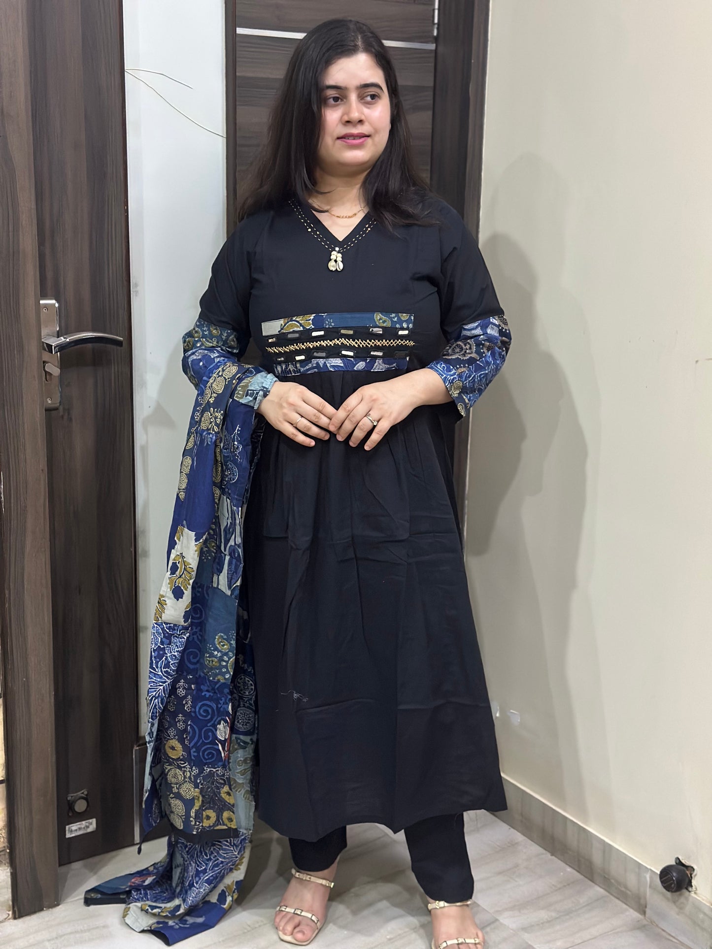Anami ajrakh cotton kurta set with pant & mul cotton dupatta
