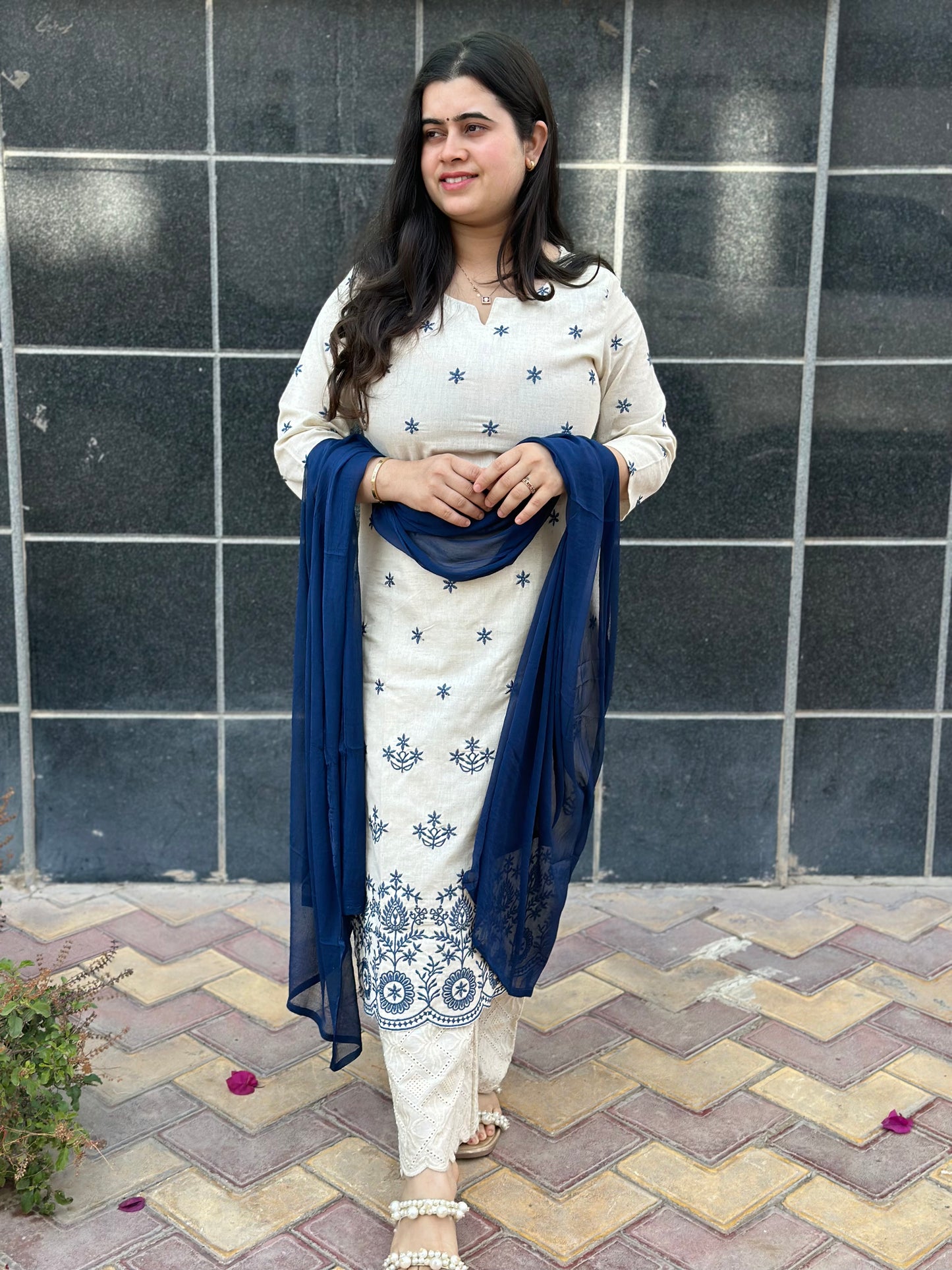 Kiara Cotton Kurta Embroidery Work Kurti Pant And Dupatta