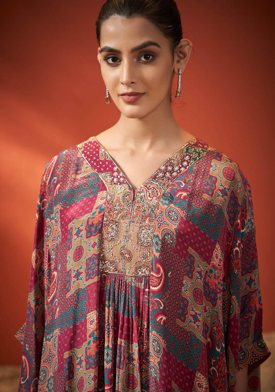 Pure crepe kaftan dress for Women - Vijay Laxmi