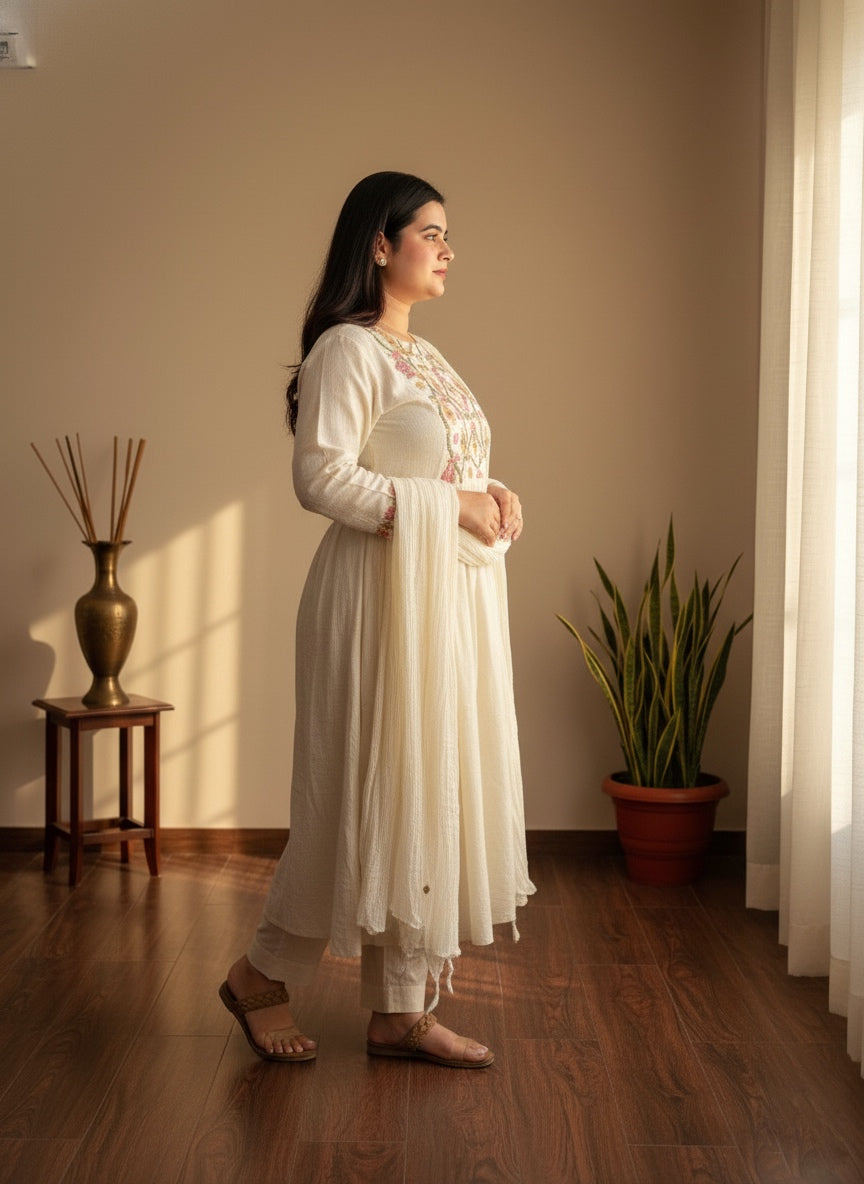 Thread Work Cotton Suit For Women