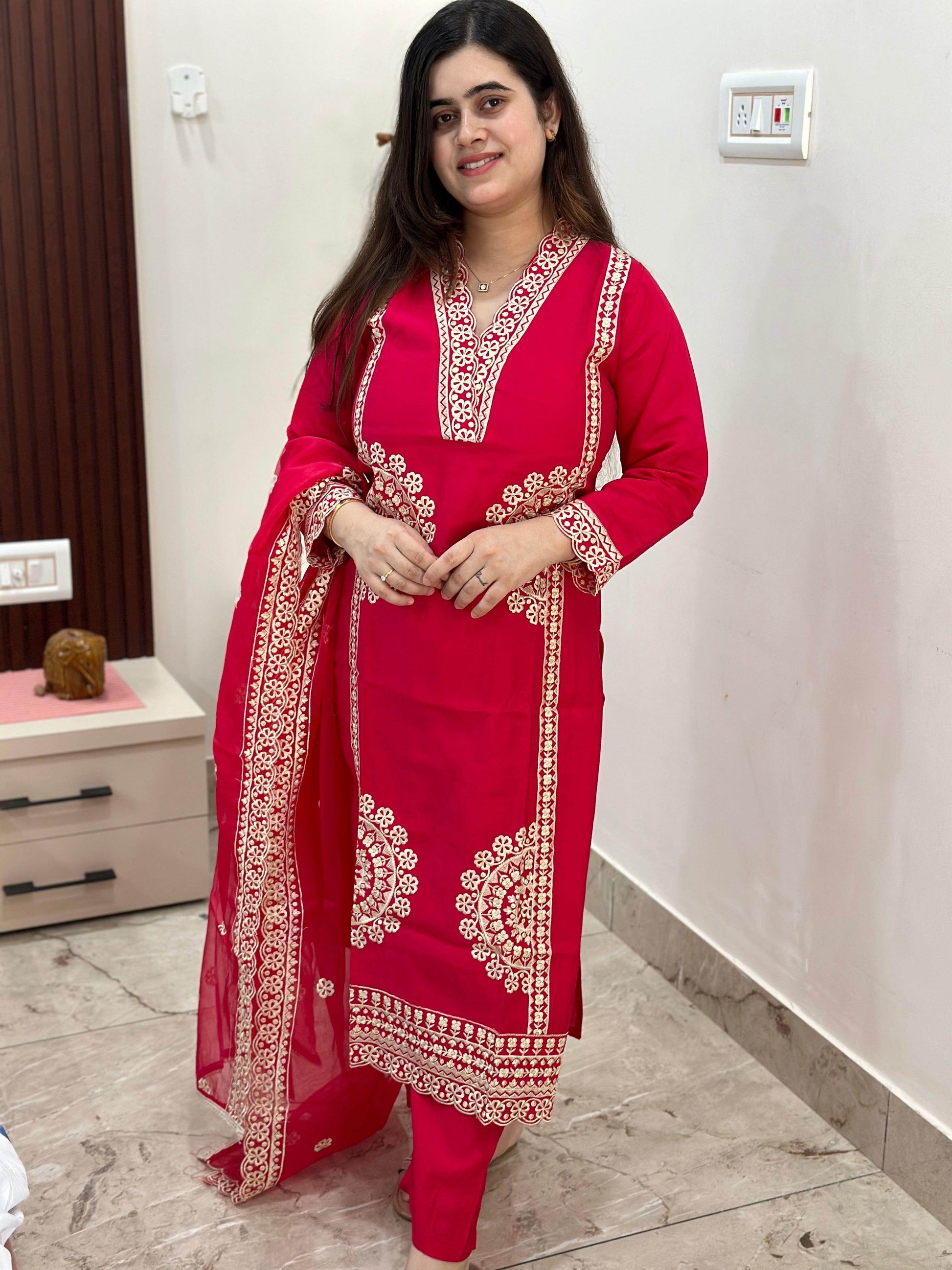 Muslin Silk Suit Set For Women - Vijay Laxmi