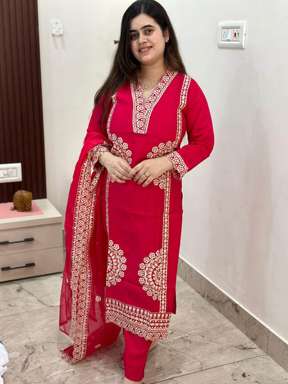 Muslin Silk Suit Set For Women - Vijay Laxmi